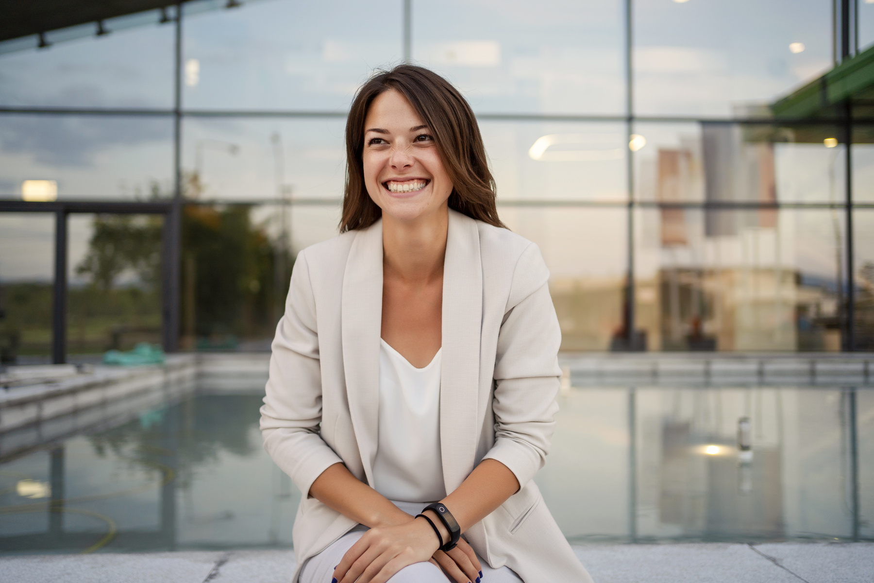 Professional business woman smiling outdoor